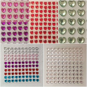100 x 6mm Self Adhesive Rhinestone Hearts