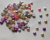 100 x 7mm Flat Back Pearls, Half Round, Embellishments, Mixed, Various Colours, 