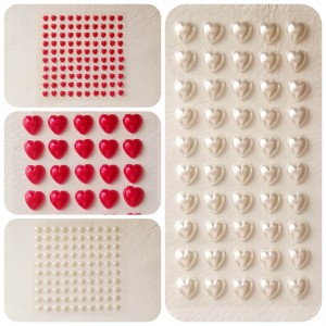 6mm or 10mm Self Adhesive Stick On Pearl Love Hearts in Red or Ivory